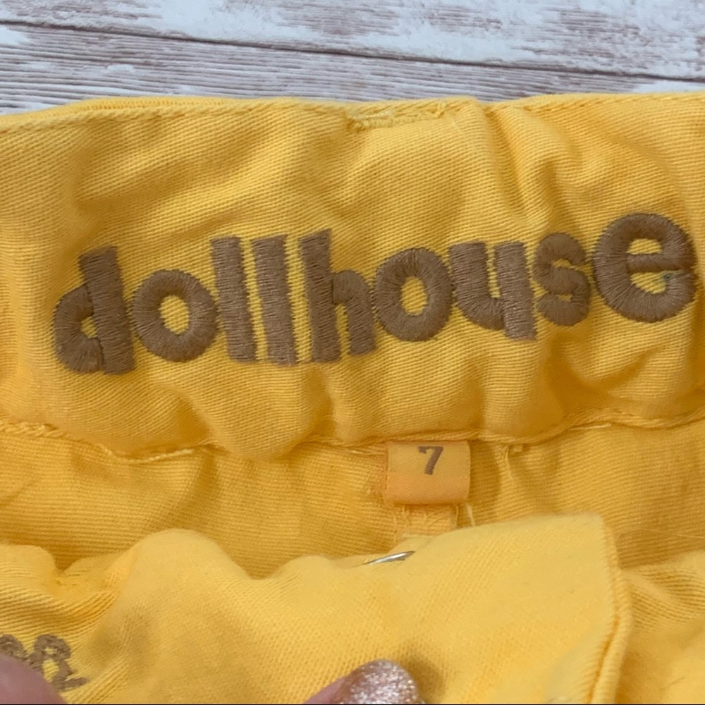 Dollhouse Yellow High Rise Braided Waist Cuffed Hem Shorts - Picture 9 of 9